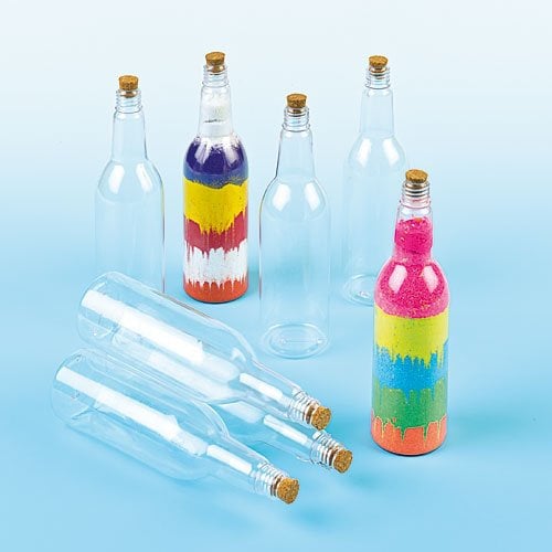 Baker Ross EV3034 Plastic Art Bottles, Perfect for Children to Fill with Coloured Sand, Decorate with Glass Pens, Ideal for Home, School or Craft Group Projects (Pack of 4)
