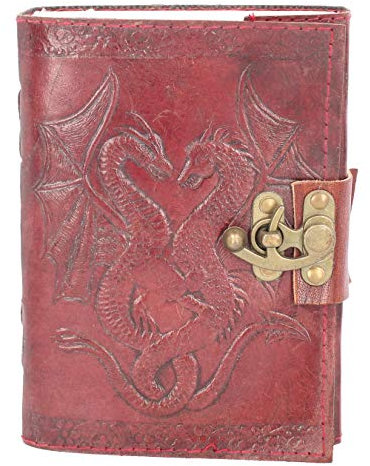 Nemesis Now Double Dragon Leather Journal With Lock 20cm Brown
