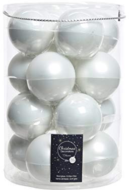 Palline per albero di Natale in vetro, 8 cm, bianco, 16 pezzi