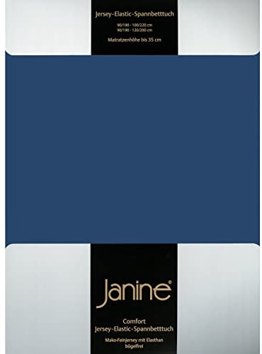 Janine Spannbettlaken Elastic - extra weiches und elastisches Spannbetttuch - für Matratzen 180x200cm bis 200x220cm Marine