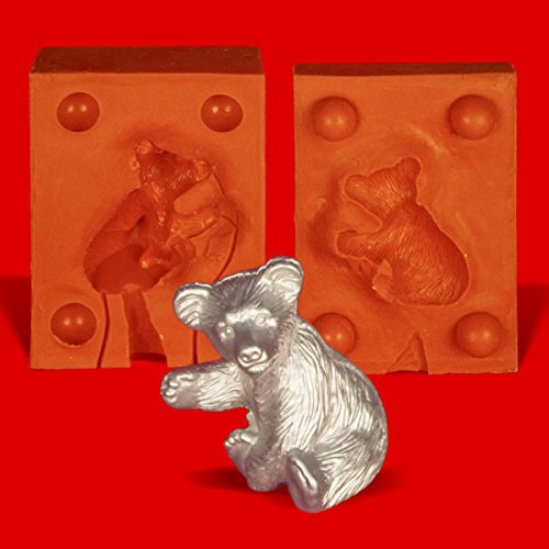 Zinngießform Bär sitzend Pfote gehoben, ca. 50g Reinzinn