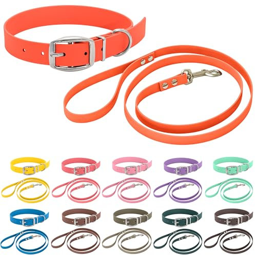 bio-leine Biothane Halsband und Leine Set für kleine & große Hunde I 12-19mm I 1,25-3m lang, gummierte Führleine Hundehalsband Hundeleine - über 30 Farben
