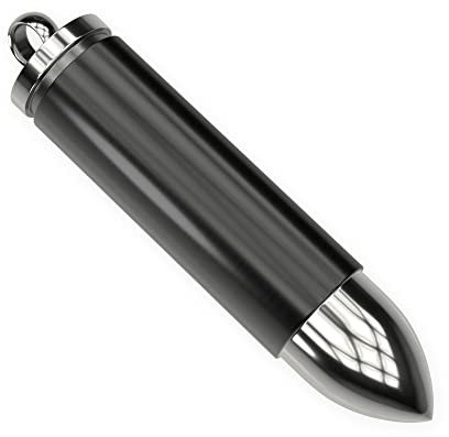 Fly Style Patrone Kettenanhänger aus Edelstahl mit Geheimfach - Halskette Herren, Farbwahl:schwarz