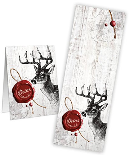 Logbuch-Verlag 25 Banderolen HIRSCH schwarz weiß rot 5 x 14,8 cm Aufkleber Weihnachten Geweih Geschenktüte Verpackung Paketaufkleber Deko