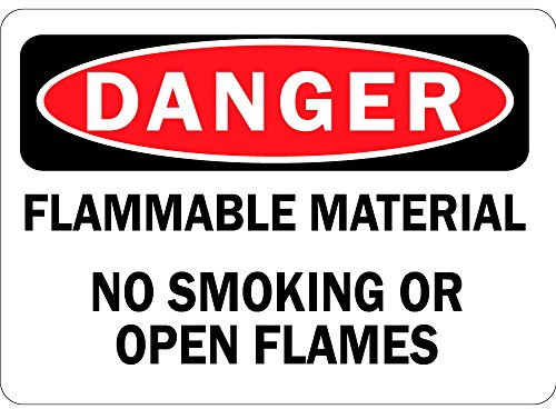 Danger Flammable Material No Smoking Or Open Flames Vinyl Label Decal Sticker 7 Inches X 5 Inches