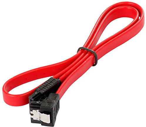 POPPSTAR 1x Cable de datos flexible de 0,5m Sata 3 HDD SDD, enchufe rectos con ángulo de 90 grados, hasta 6 GB/s, rojo