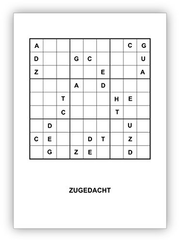 Sudoku Buchstaben Rätsel Klappkarte zum Knobeln im schicken Design für Literatur und Bücher Freunde: zugedacht • als Geschenkkarte zu Weihnachten, Nikolaus, Advent