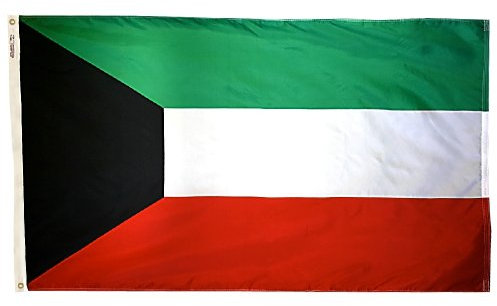 Annin Flagmakers Model 194517 Kuwait Flag Nylon SolarGuard NYL-Glo, 2x3 ft, 100% Made in USA to Official United Nations Design Specifications
