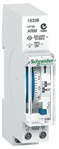 Schneider Electric 15336 acti9 IH Commutateur Horaire Analogique, 24 Heures, Mémoire 100 H