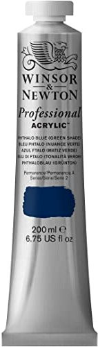 Winsor & Newton 2337515 Professional Acrylfarbe in Künstlerqualität, hohe Farbbrillanz & Deckkraft, Archivqualität, 200ml Tube - Phthaloblau Grünton