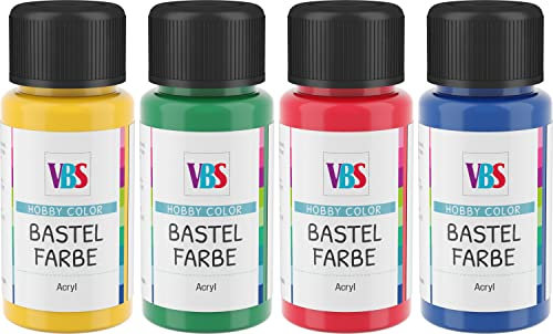 VBS Bastelfarben-Set Basic 4 x 50 ml Acrylfarbe Bastelfarbe Farben
