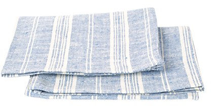 LinenMe 2-teiliges Set Blau/Weiße Leinen-Handtücher und Gästehandtücher Multistripe 47x66 cm, Hergestellt in der EU