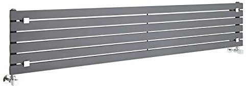 MILANO Anthracite Horizontal Single Flat Panel Radiator 354 x 1780mm | Steel Construction. Generous Heat Output. Contemporary Style. Single Panel Design. Central Heating Operation.