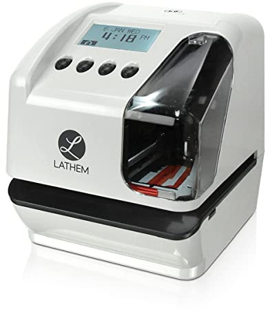Lathem LT5000 Electronic Multi-Line Date and Numbering Document Stamp Time Clock, Clear, Gray, 7.1 x 6.1 x 7