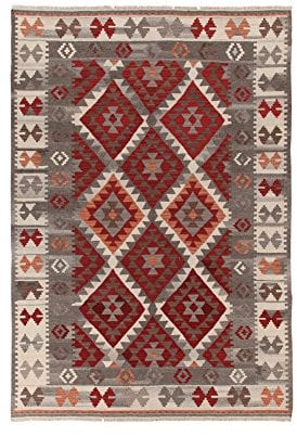 Kilim Carpets by Jalal Teppich Kilim Zagros rot/grau 160 X 230 cm