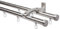 DécoProfi Gardinenstange Innenlauf 2-läufig Set Ø 20 mm Edelstahloptik (nickel gebürstet) I Länge: 360cm Aluminium für Wandmontage I Als Gardinenschiene & Vorhangstange geeignet