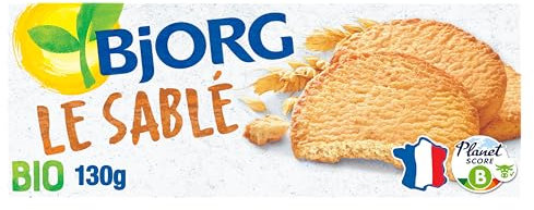 BJORG - Le Sablé - Biscuits Bio - Au Blé Complet - Sans Huile De Palme - Source de Fibres - Sucres Non Raffinés - 130 g