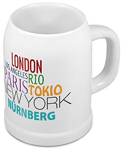 digital print Bierkrug mit Stadtnamen Nürnberg - Design Famous Citys in The World - Städte-Tasse, Becher, Maßkrug