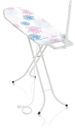 Leifheit Tabla de Planchar Classic M Basic Plus Plancha de Vapor o clásicas con guía de Hilo y Toma eléctrica NF, Acero, Blanco, 40,5 x 8,6 x 142,3 cm