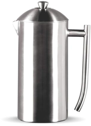 Frieling 0142 French Press doppelwandig Edelstahl matt gebürstet 17 fl.oz. ca. 500 ml mit patentiertem Doppelsieb