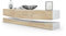 Vladon Lowboard City, Made in Germany, TV-Kommode mit Sockelelement, 1 offenem Fach und 3 Schubkästen, Weiß Hochglanz/Eiche Sägegrau (178 x variabel x 39 cm)