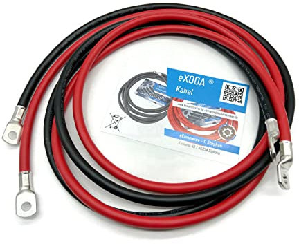eXODA cable de batería de 200cm 35 mm² cobre cable de alimentación con ojales M8