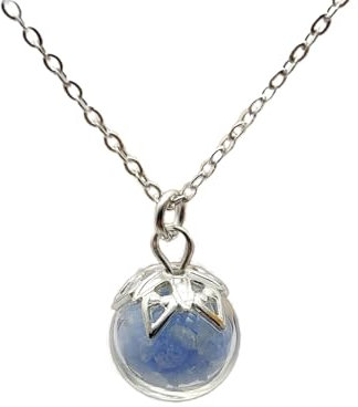 Pierre Bleue Brillent dans le Noir Lumineux 10mm Verre Boule Argent Sterling 925 Colliers avec pendentifs Femmes Handmade