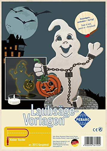 Pebaro 361S Laubsägevorlage Gespenst, 3mm Sperrholz DIN A 4, Motiv vorgedruckt, aussägen mit Laubsägebogen, basteln, anmalen, fertig, Basteln mit Holz, Geschenkidee, Helloween Dekoartikel