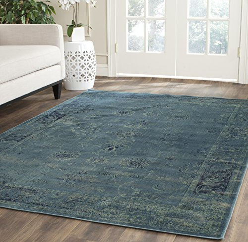 SAFAVIEH Traditionell Teppich für Wohnzimmer, Esszimmer, Schlafzimmer - Vintage Collection, Kurzer Flor, Türkis und Multi, 122 X 170 cm