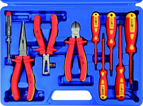 Kunzer 7VDE09 VDE-Werkzeugsatz, 9-teilig - Chrom-Vanadium-Stahl - Zangen & Schraubendreher - mit VDE-Zulassung & Koffer