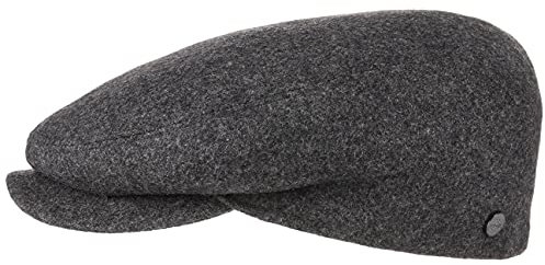 LIERYS Boston Teflon Flatcap Klassische Schirmmütze Wollgemisch Made in Italy Damen Herren Herbst Winter Einteilige Mütze anthrazit 58 cm