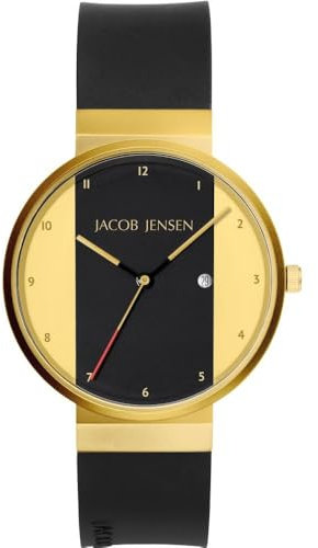 Jacob Jensen Herren Analog Quarz Uhr mit Gummi Armband 734