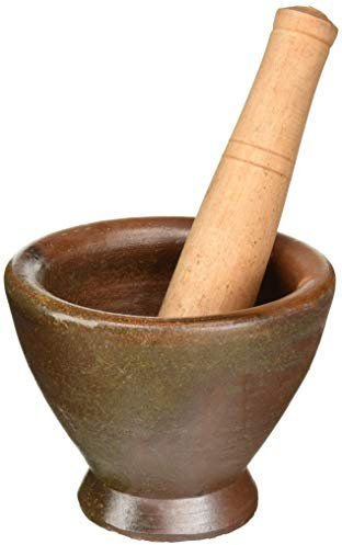 DDPremium D-MTR007 - Mortero de barro horneado tailandés y Laos Kruk para moler arcilla de ensalada de papaya, marrón