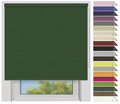 EFIXS Verdunklungsrollo Medium - 25 mm Welle - Breiten: 120-240 cm - Höhen bis 240 cm - Hier: 140 cm x 190 cm (Stoffbreite x Höhe) - dunkelgrün (7939) - lichtundurchlässig - Blickdicht