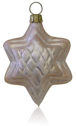Lauschaer Glas Christbaumschmuck Sterne Eislack Champagner 4 Stück Christbaumschmuck Weihnachtsschmuck mundgeblasen,handdekoriert