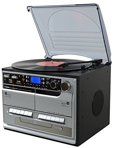 Steepletone SMC386c Bluetooth 8-in 1 Music Centre,Turntable,CD Player,Radio,USB Recording,Twin Cassette Deck