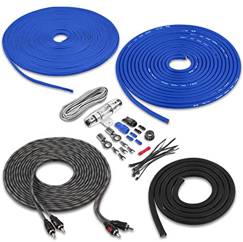 Belva True 8 Gauge AWG Premium CCA Complete Amplifier Wiring Kit with OFC 2-Channel RCA Cable - BAK82BL Blue