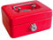 Wedo 144003 Caisse d'épargne pour enfants (avec fente d'insertion, 5 compartiments pour la monnaie, serrure de sécurité, en tôle d'acier, 2 clés) rouge