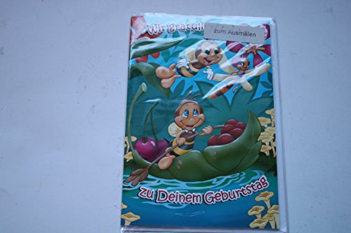 Kindergeburtstag Geburtstagskarte Glückwunschkarte Grusskarte Geschenkskarte Geschenkkarte Wir gratulieren zu Deinem Geburtstag, Karte zum Ausmalen. Karte mit Umschlag