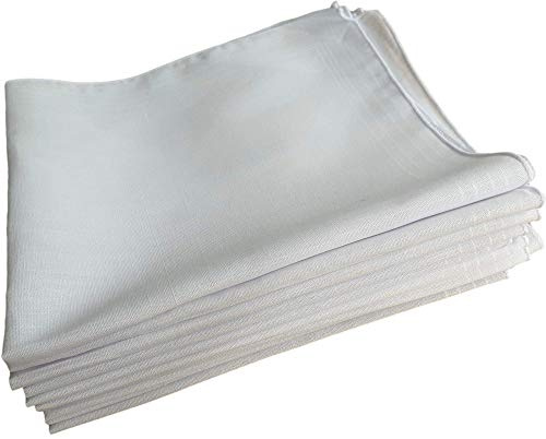10 Pack Mens White Polyester Cotton Handkerchiefs