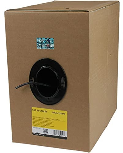 StarTech.com Matassa di Cavo Ethernet Cat5e sfuso - Bobina Cavo di rete 305m - Classificato CMR - Nero - Conforme a TAA