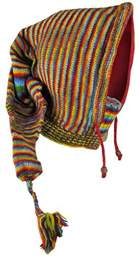 Gheri Wolle Vlies Gefüttert Pixie Spitz Lange Snood Kapuze Nackenwärmer Magier Hut Regenbogen Tie Dye
