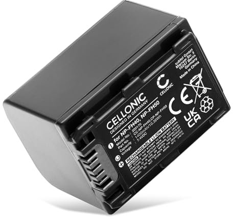 CELLONIC, Batterie pour Caméra, Compatible avec Sony NP-FH40, NP-FH50, NP-FH60, DCR-SR35 (7.4V, 1400mAh)