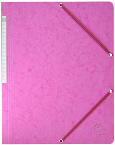 Exacompta - Réf. 5560E - 1 chemise à élastiques sans rabat - pochette en carte lustrée 400 g/m2 - dimensions 24 x 32 cm pour documents au format A4 - couleur rose