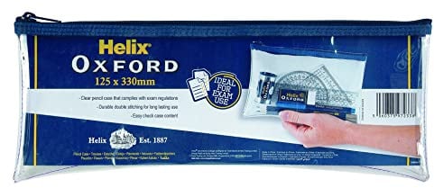 Helix Oxford 13 inch Clear Pencil Case