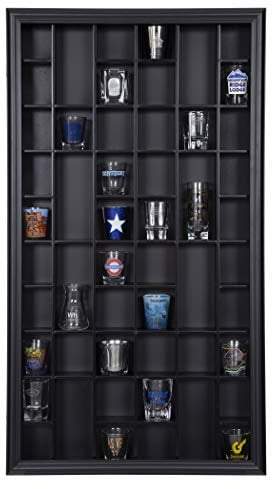 Gallery Solutions 17x32 Shot Cabinet with Glass Front, Black Display Cases, 17 x 32