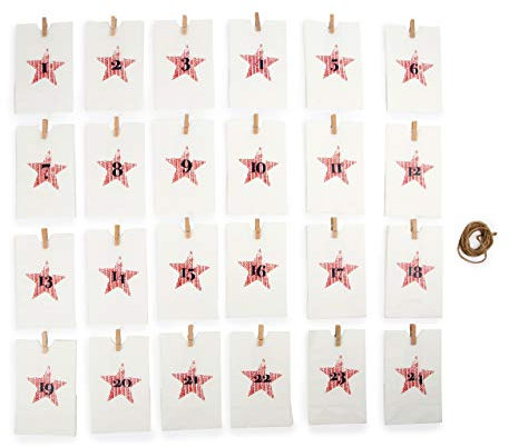 Small Foot 10209 Adventskalender „Papiertüten“, Weiß Tüten für Adventskalender, Pappe, 10.00 x 7.00 x 16.00 cm