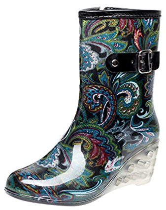 LvRao Scarpe da giardino impermeabili da donna con cerniera scarpe da giardino | Stivali da pioggia da donna modello a pois stivali da pioggia Wellies stivali di gomma, Blu, 36 EU