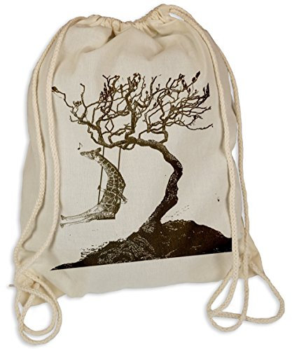 Ma2ca Giraffe schaukelt - Gymsac Turnbeutel - Stoffbeutel Hipster Sportbeutel Rucksack Tasche Giraffe Afrika
