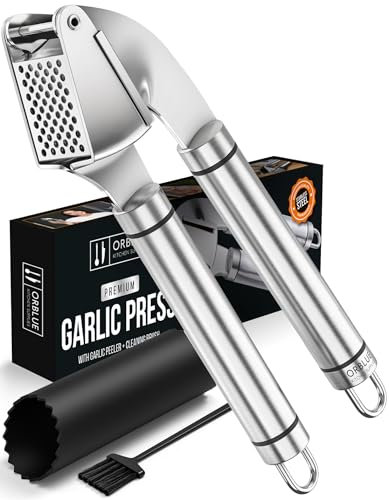 ORBLUE presse-ail en acier inoxydable avec un outil pour éplucher